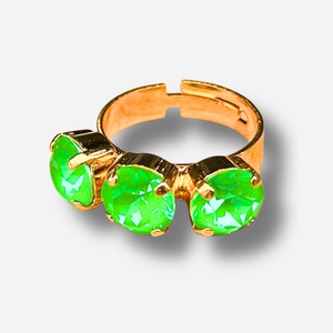 Bague Trio Fluo Vert Crézus pierres vert fluo