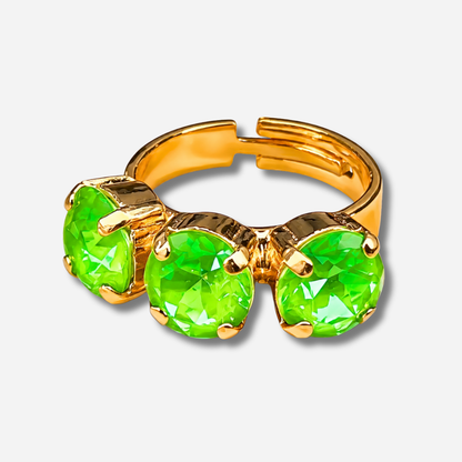 Bague Trio Fluo Vert Crézus pierres vert fluo