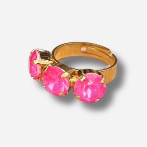 Bague Trio Fluo Rose Crézus pierres roses fluo