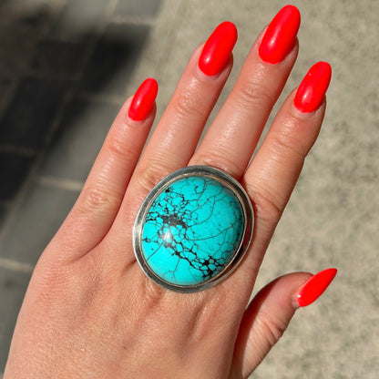 Bague turquoise portée argent 925
