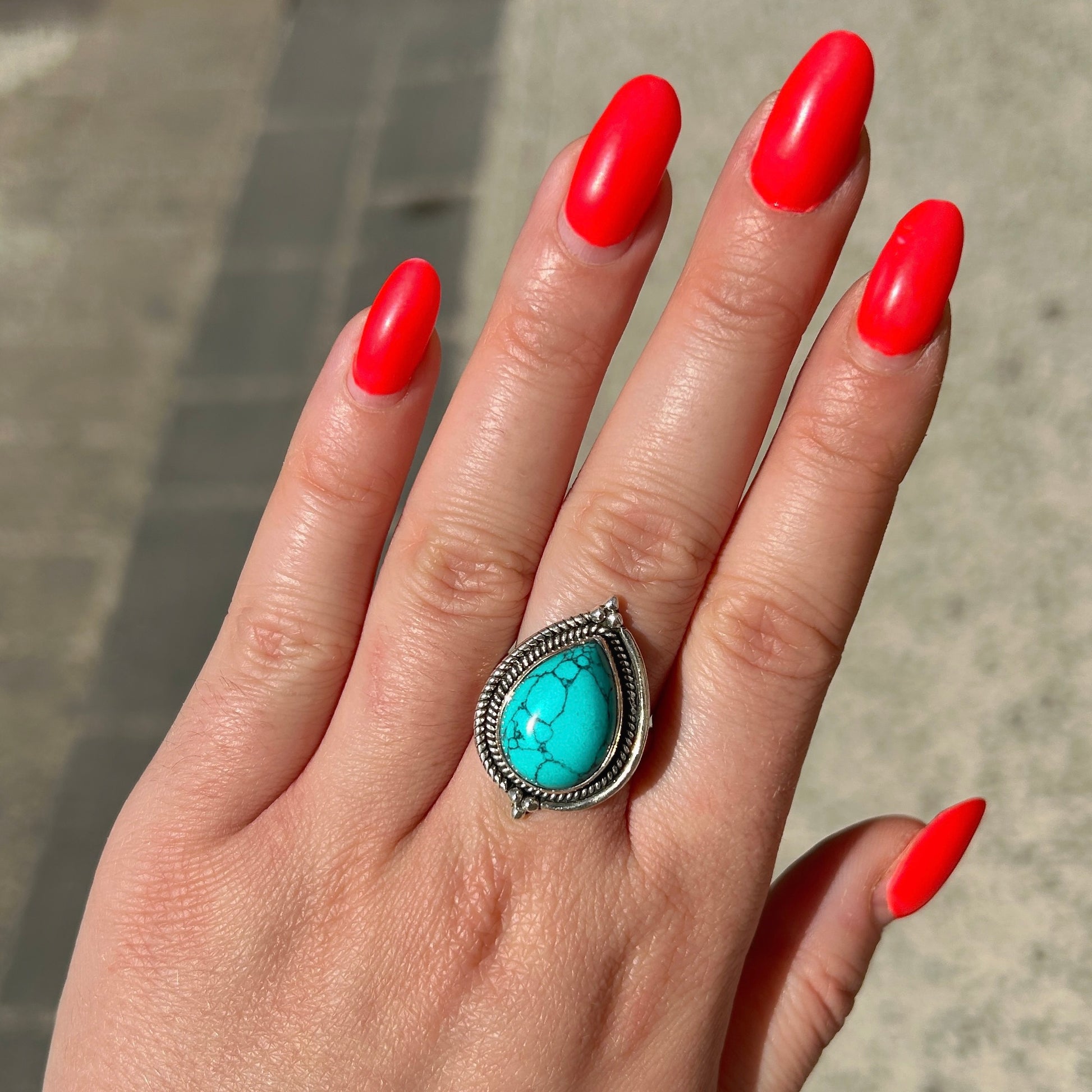 Bague turquoise goutte XS argent 925 pierre naturelle