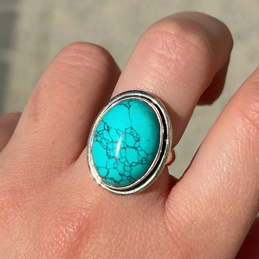 Bague turquoise ronde XS argent 925 pierre naturelle