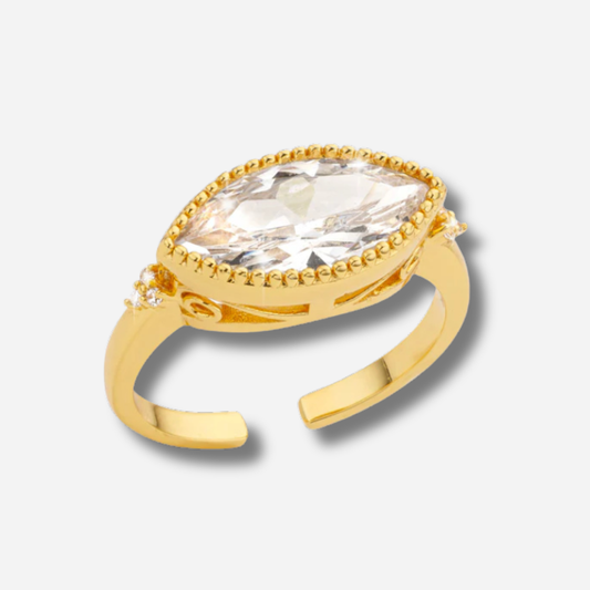Bague Unity Mya Bay dorée avec cristal marquise