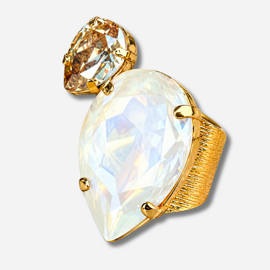 Bague Venusea Nude Crézus pierre blanche opaline