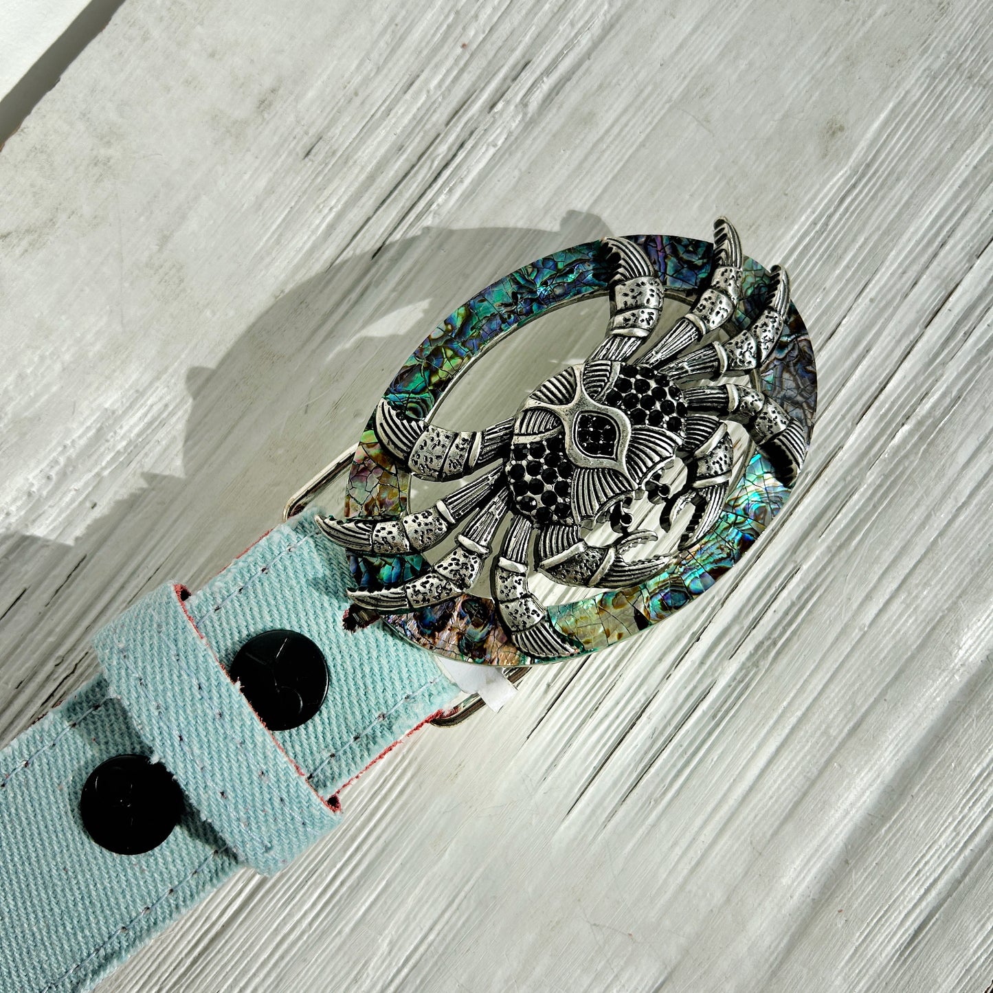 Boucle de ceinture interchangeable Yolète Luxe 913 crabe en nacre pour ceinture femme
