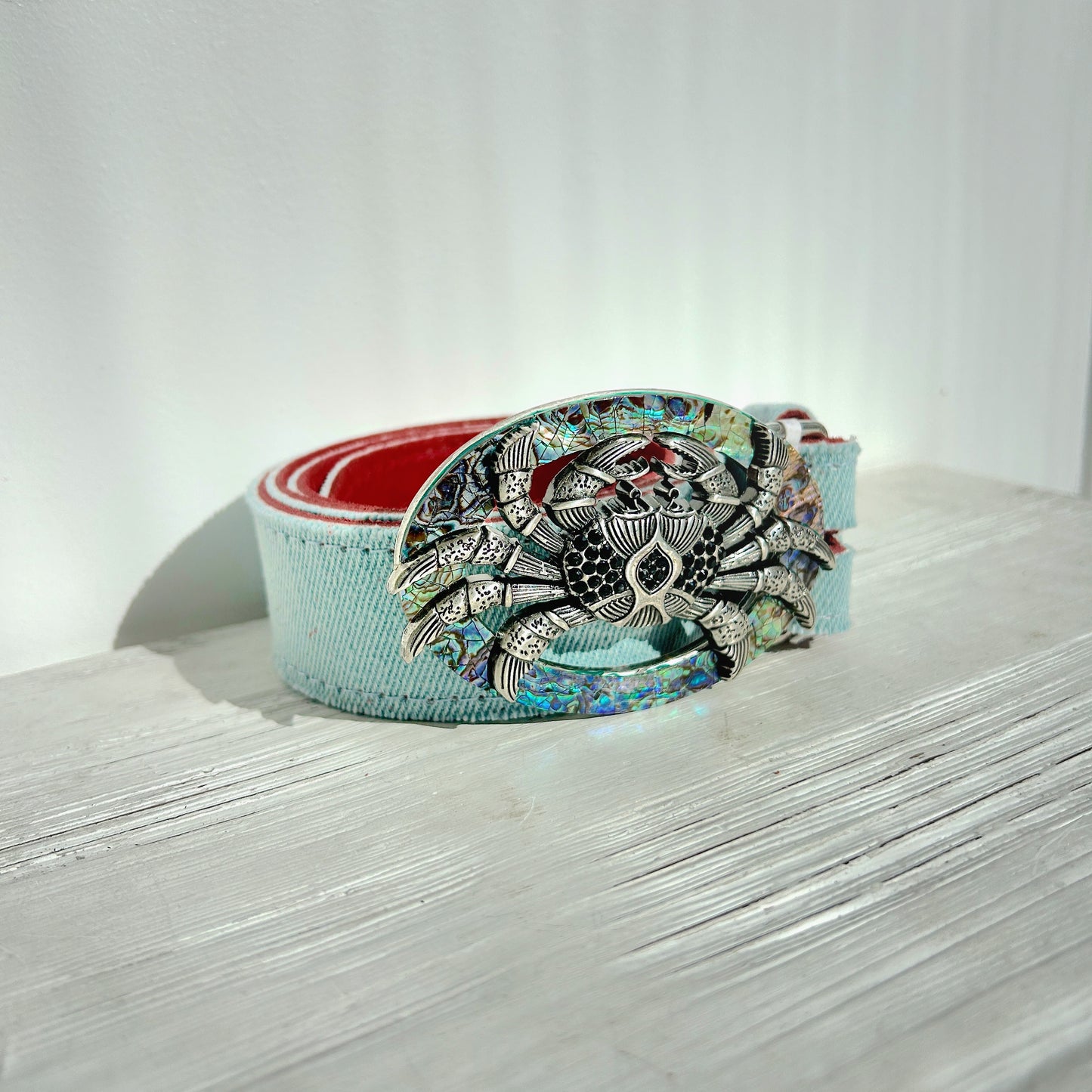 Boucle de ceinture interchangeable Yolète Luxe 913 crabe en nacre pour ceinture femme