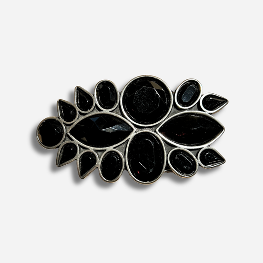 Boucle de ceinture interchangeable Yolète N132 noire facettée