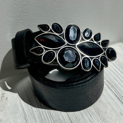 Boucle de ceinture interchangeable Yolète N132 noire facettée