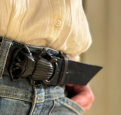 Boucle Yolète N162 scarabée noir montée sur ceinture interchangeable