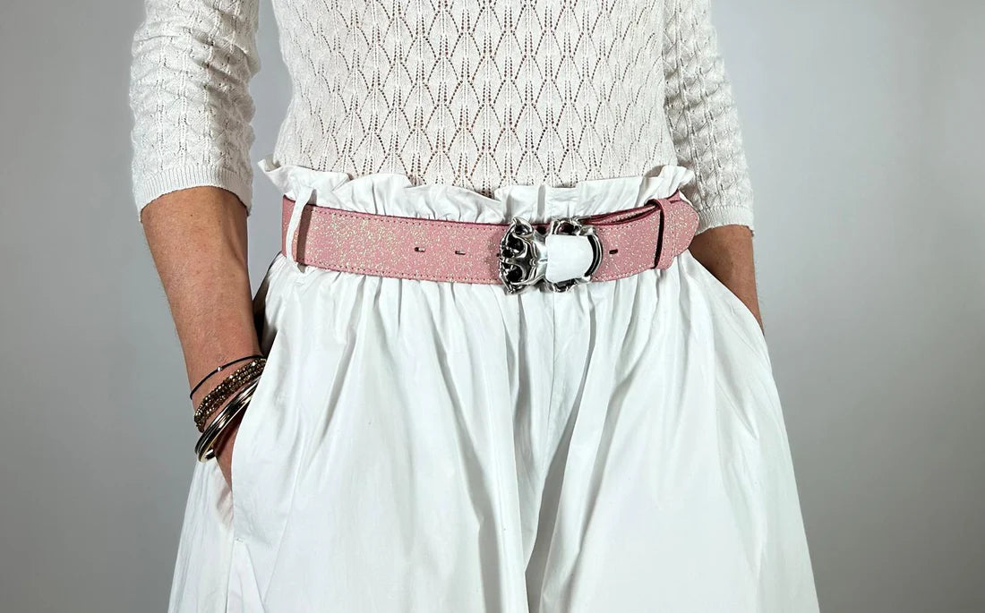Boucle Yolète N260 scarabée blanc montée sur ceinture interchangeable