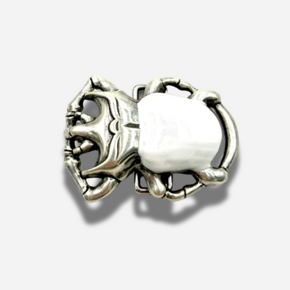Boucle de ceinture interchangeable Yolète N260 scarabée blanc pour ceinture femme