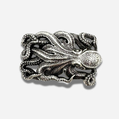 Boucle de ceinture interchangeable Yolète N361 pieuvre argentée pour ceinture femme
