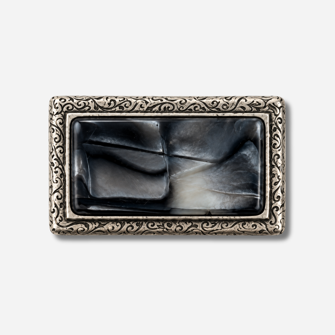 Boucle de ceinture interchangeable Yolète N133 Silver Black rectangulaire noire et argentée