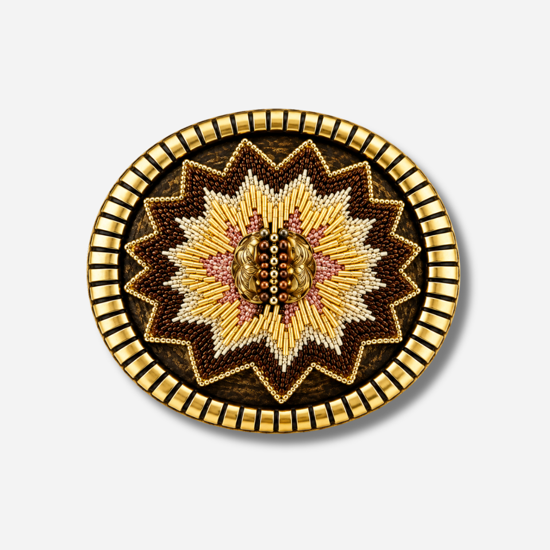 Boucle de ceinture Yolète N376 Gold brodée collaboration NAHUA