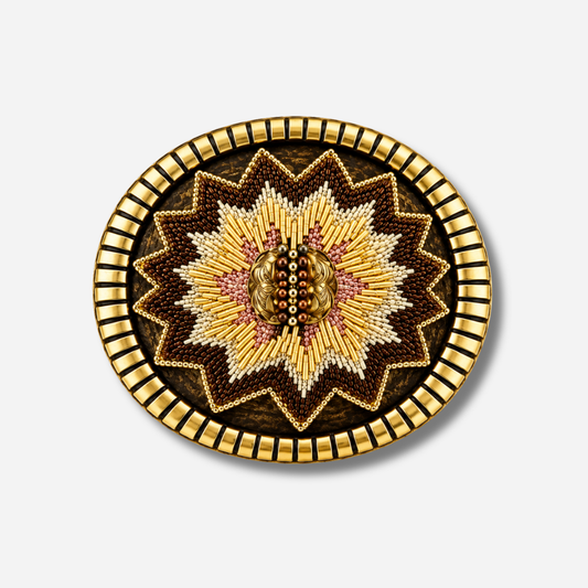 Boucle de ceinture Yolète N376 Gold brodée collaboration NAHUA