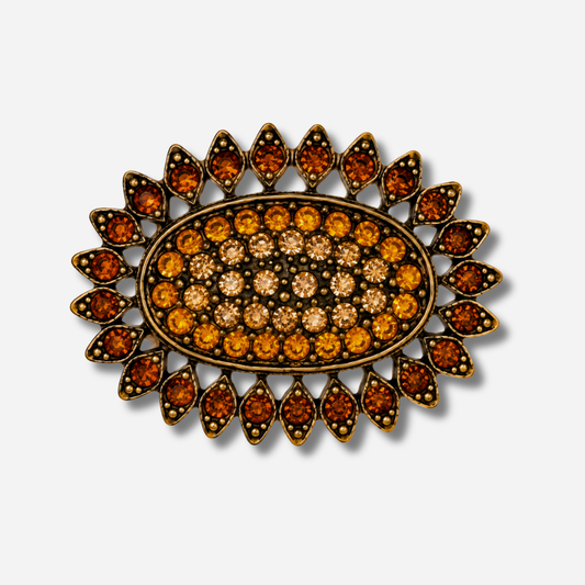 Boucle de ceinture interchangeable Yolète N419 Gold Topaze avec pierres orange et champagne