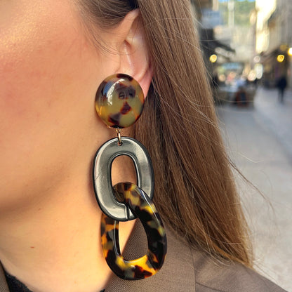 BOUCLES D'OREILLES - DOUBLE MESSE LEOPARD
