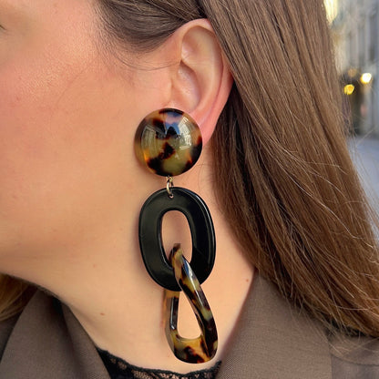 BOUCLES D'OREILLES - DOUBLE MESSE LEOPARD