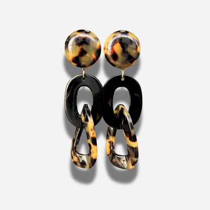 BOUCLES D'OREILLES - DOUBLE MESSE LEOPARD