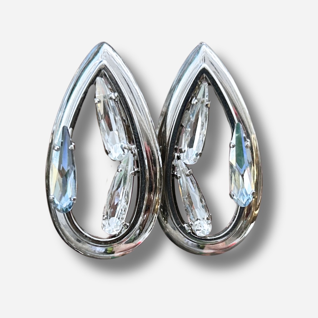 Boucles Aeria Silver Crézus argentées avec cristaux facettés