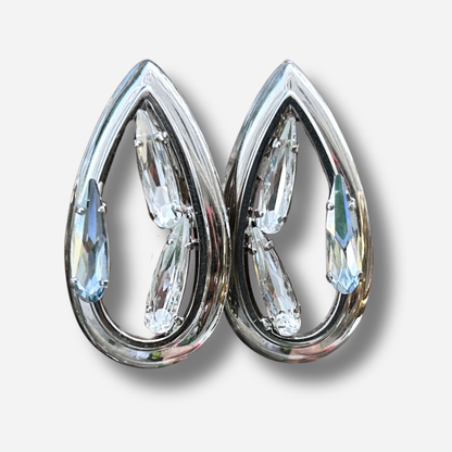Boucles Aeria Silver Crézus argentées avec cristaux facettés