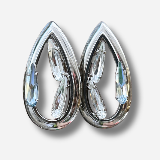 Boucles Aeria Silver Crézus argentées avec cristaux facettés
