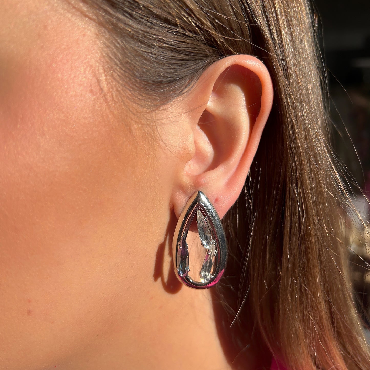 Boucles d’oreilles Aeria Silver Crézus forme goutte argentée