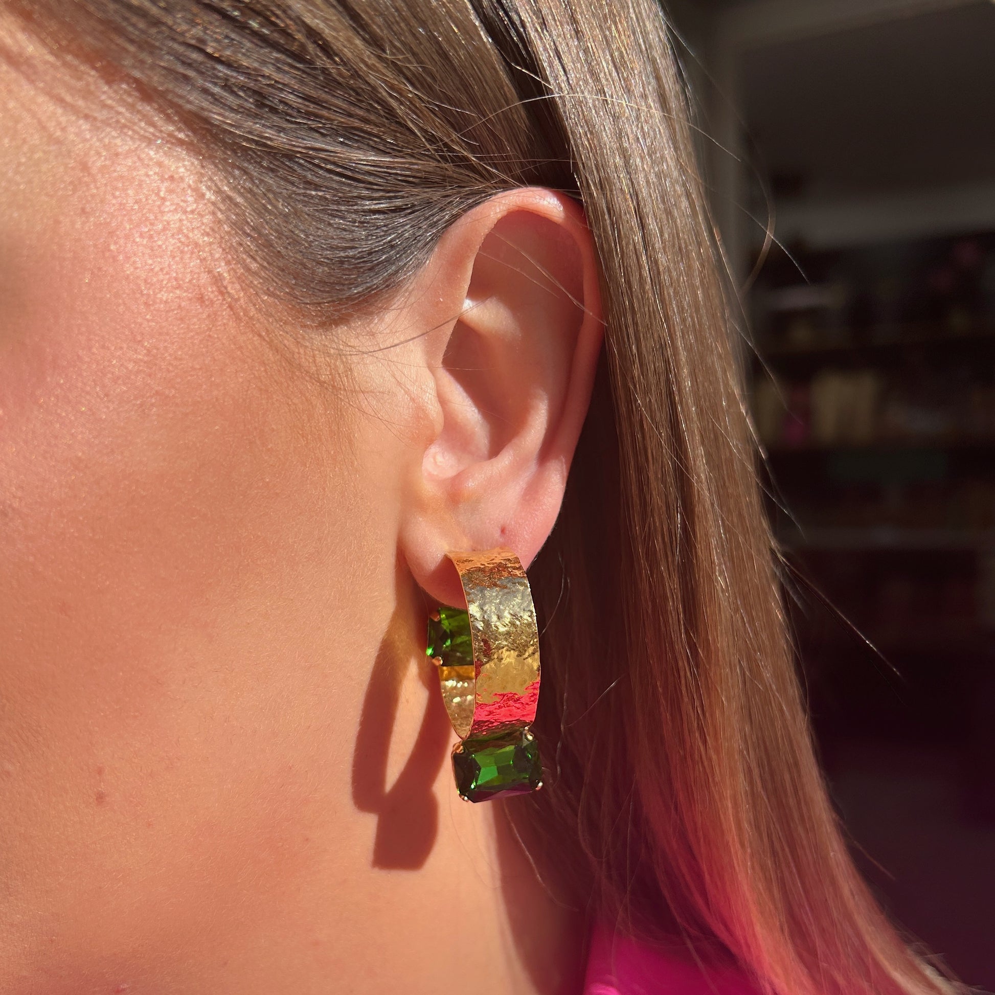 Boucles dorées cristal vert Crézus Divinity Sète