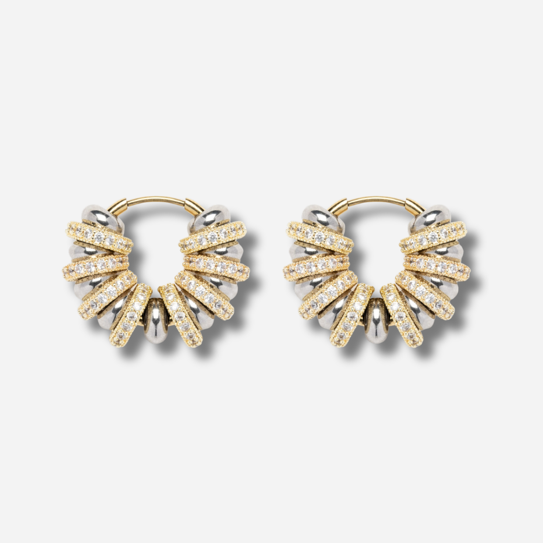 Boucles Baby Vega Sigal créoles dorées argentées cristaux