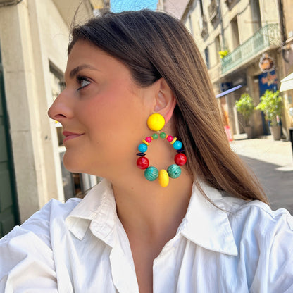 Boucles Bastille Multi Francine Bramli Paris multicolores portées