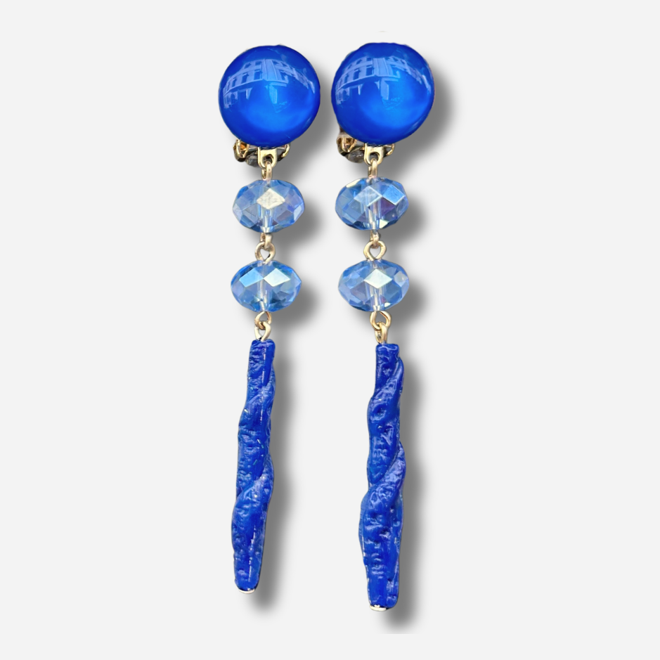 Boucles d’oreilles Bâton Bleu Francine Bramli Paris
