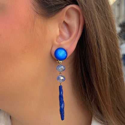 Boucles d’oreilles Bâton Bleu Francine Bramli Paris
