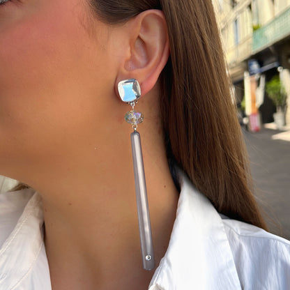 Boucles Bâton Silver XL Francine Bramli Paris à clip