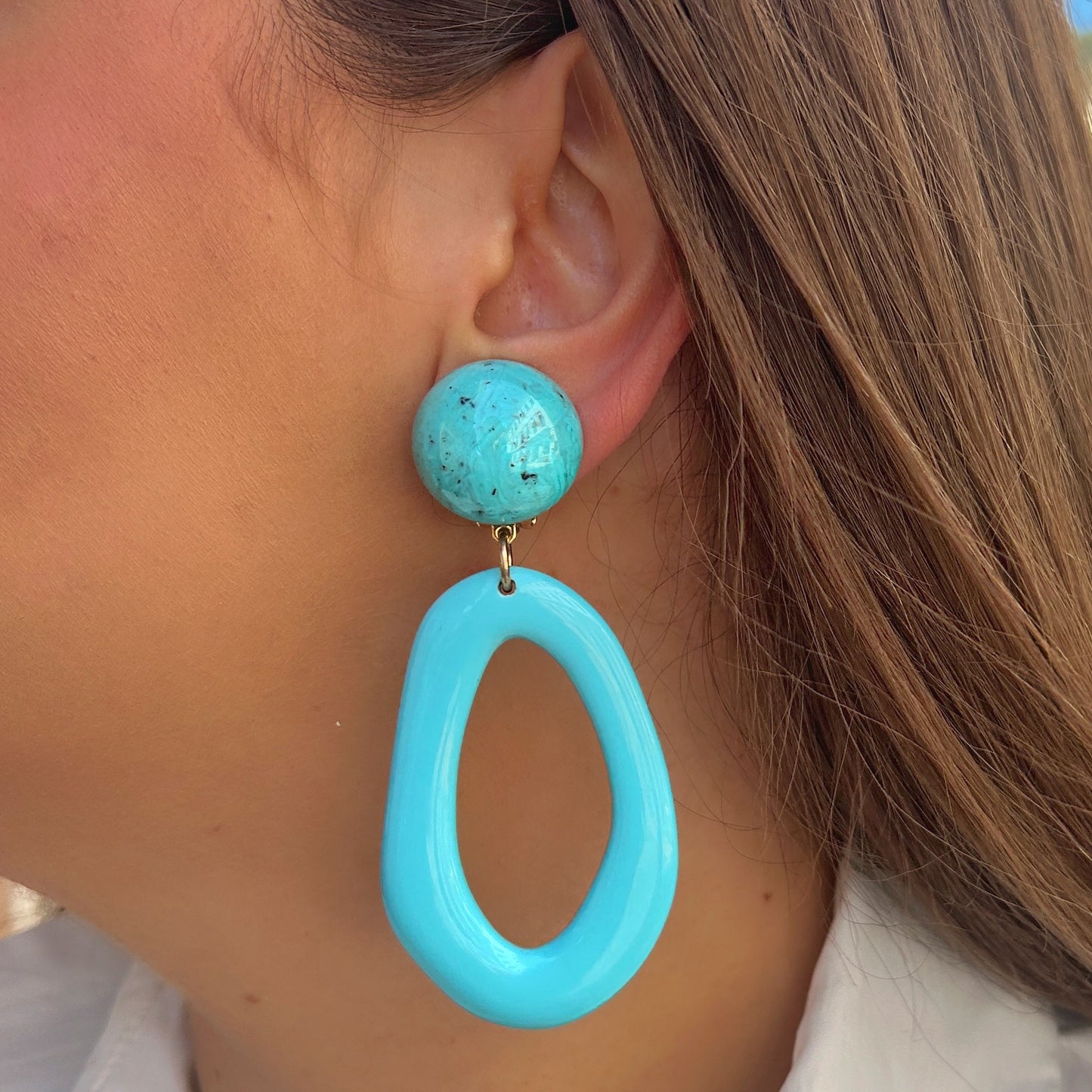 Boucles Berynice Turquoise Francine Bramli Paris à clip
