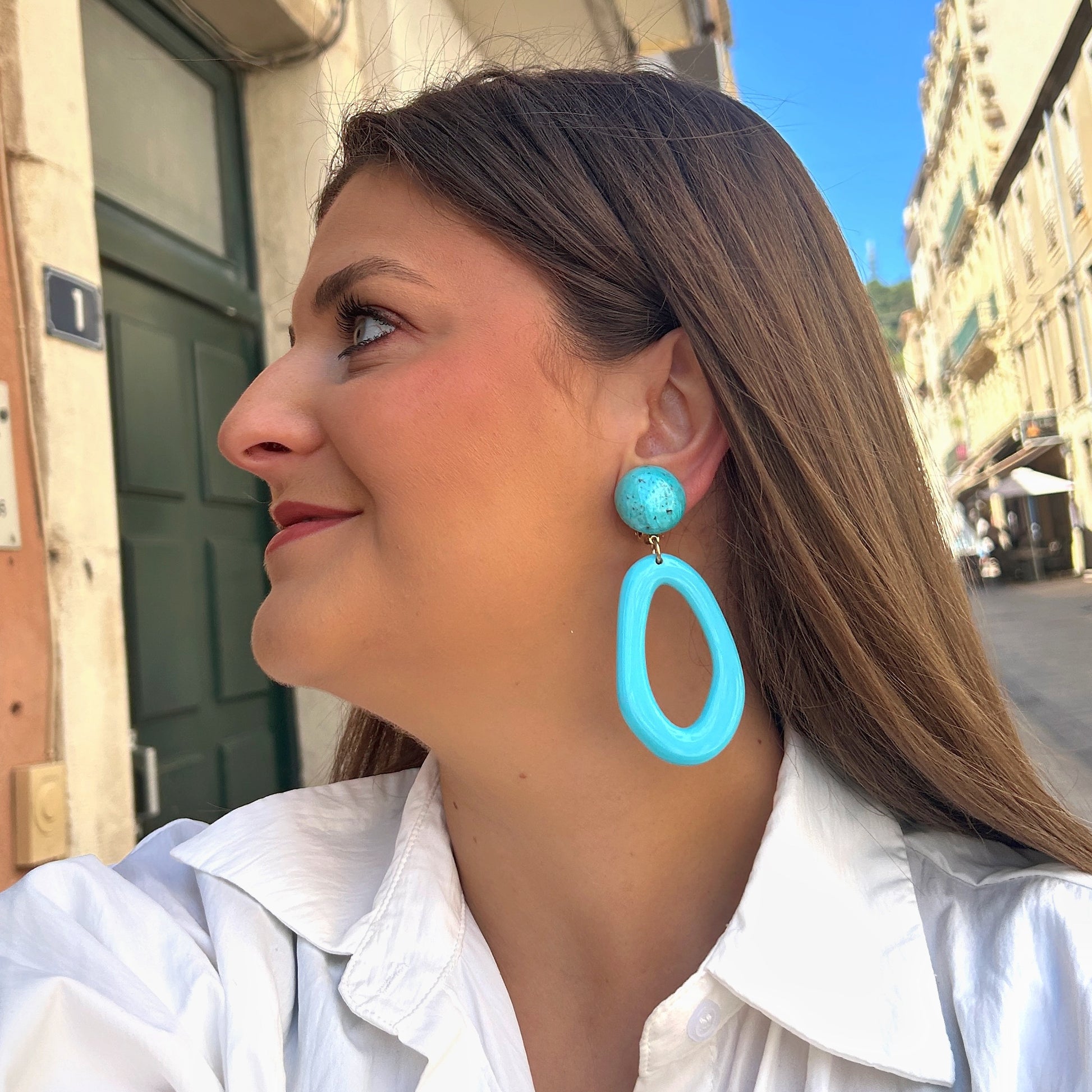 Boucles Berynice Turquoise Francine Bramli Paris à clip