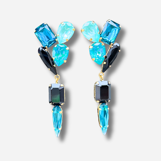 Boucles Borela Bora Crézus bleu turquoise noir