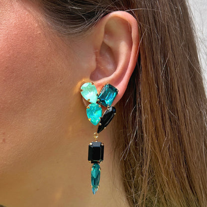 Boucles Crézus bleu et noir pendantes