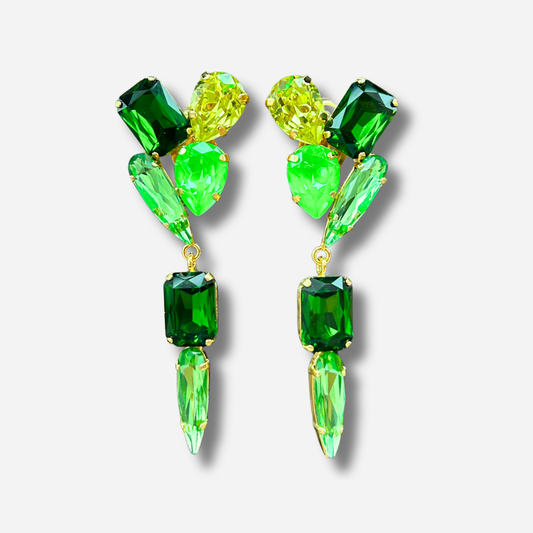 Boucles d’oreilles Borela Cactus clip Crézus vert lime émeraude