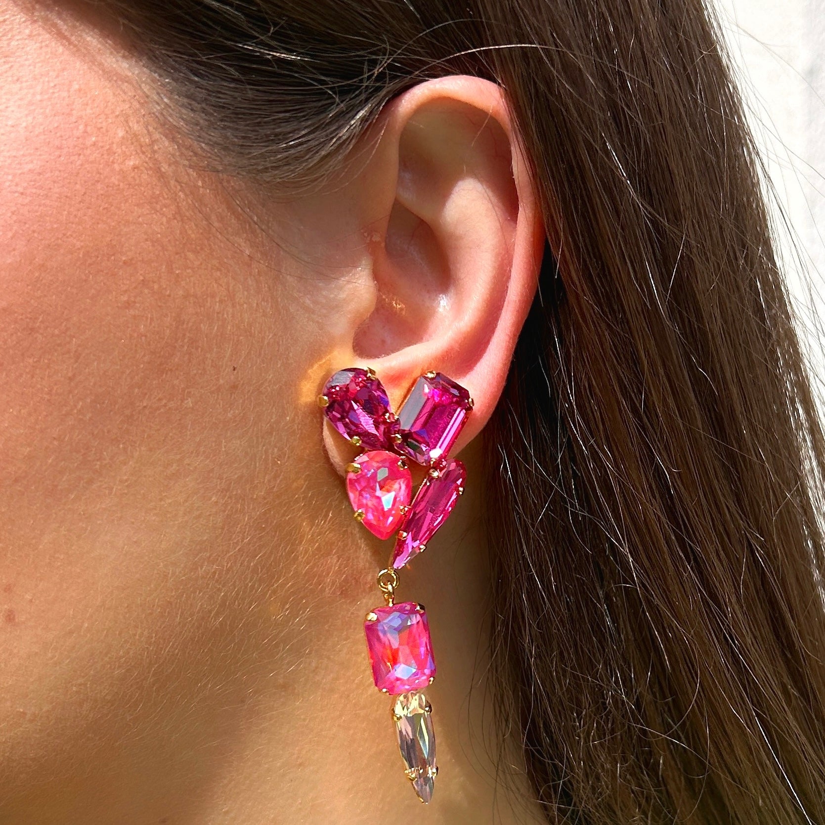 Boucles Crézus rose fuchsia pendantes