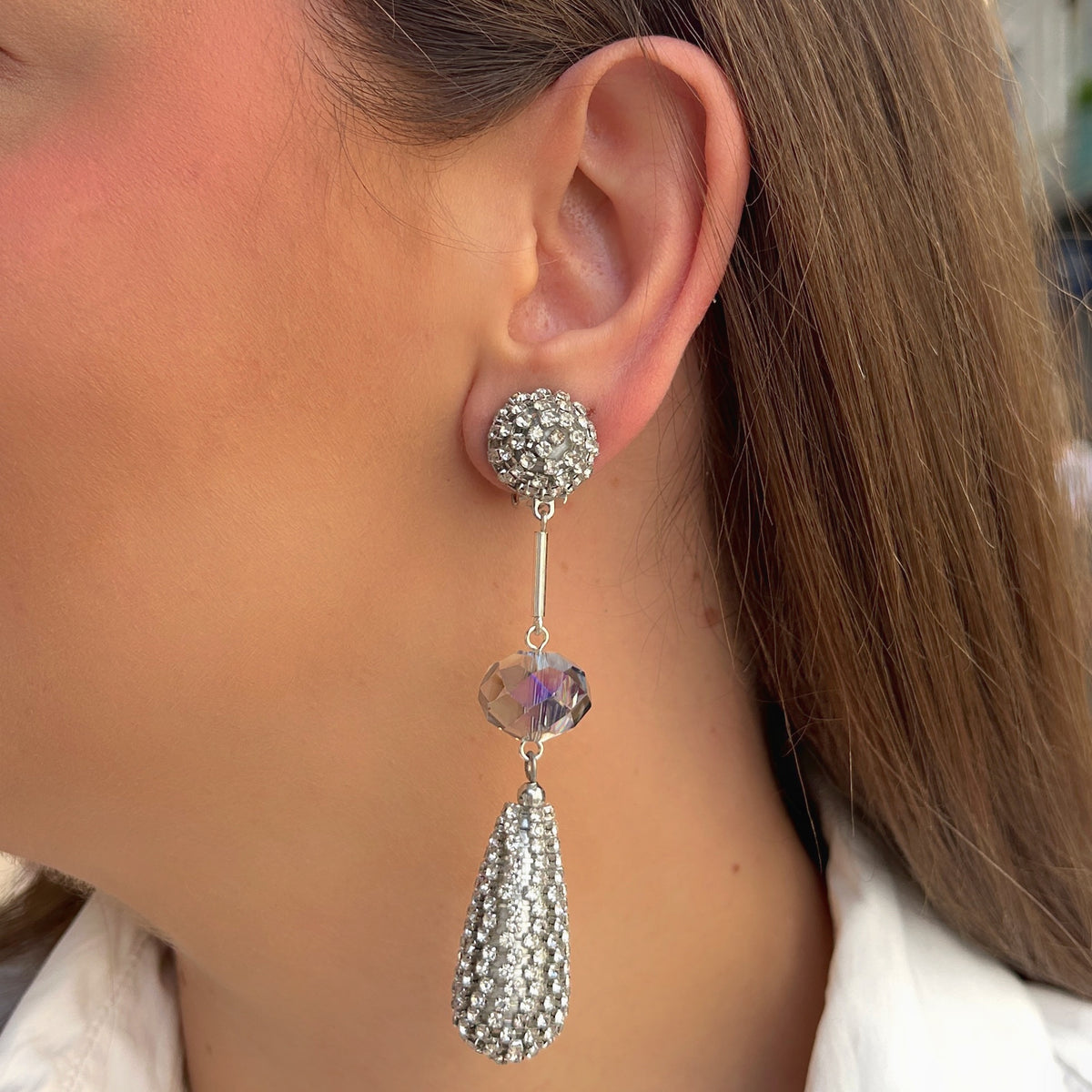 BOUCLES D'OREILLES - BRINCO SILVER CRISTAL
