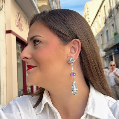 BOUCLES D'OREILLES - BRINCO SILVER CRISTAL