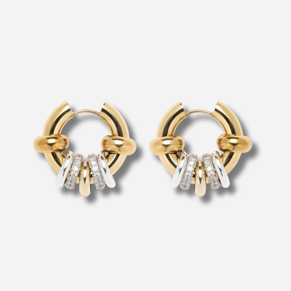 Boucles Capella Sigal créoles dorées anneaux cristaux
