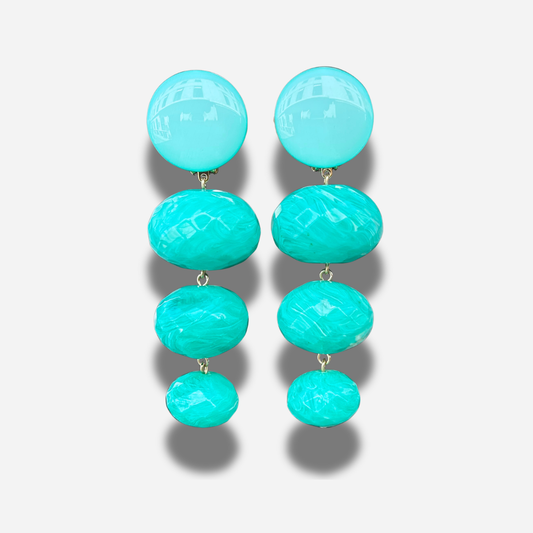 Boucles cascade turquoise Francine Bramli Paris clip