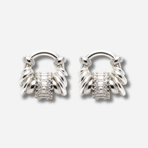 Boucles Chrome Argent Sigal créoles argent cristaux