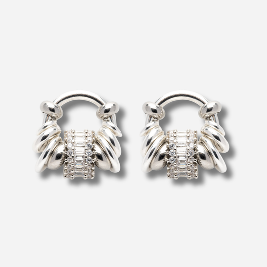 Boucles Chrome Argent Sigal créoles argent cristaux