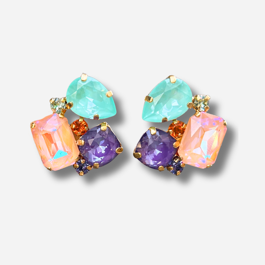 Boucles Cléa Rainbow Crézus boucles d’oreilles pierres multicolores
