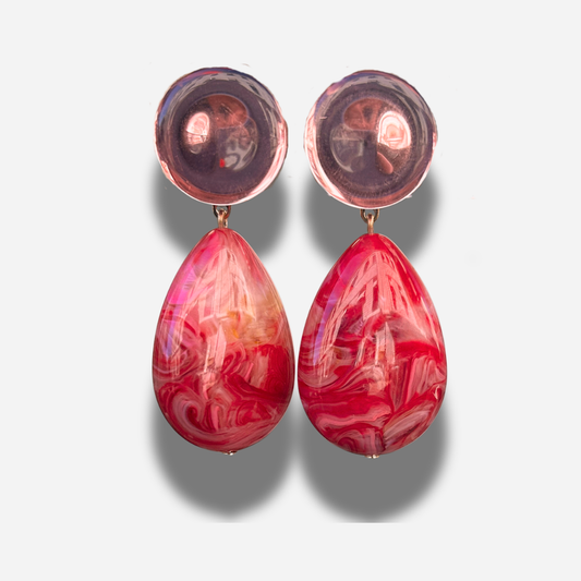 Boucles Cuba rose Francine Bramli Paris résine marbrée