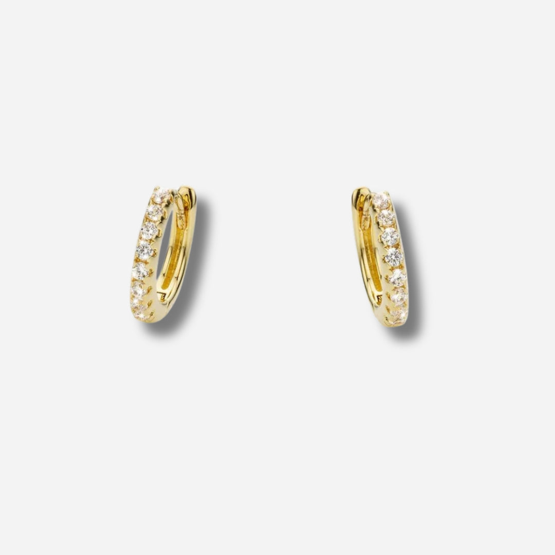 Boucles d’oreilles Delhi Mya Bay créoles dorées pavées de cristaux