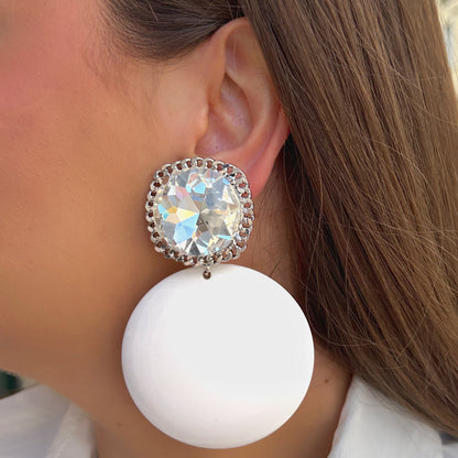 Boucles Disque Blanc Francine Bramli Paris à clip