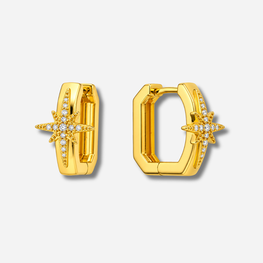 Boucles d’oreilles Diwali Padlock Gold MYA BAY dorées avec étoile et cristaux